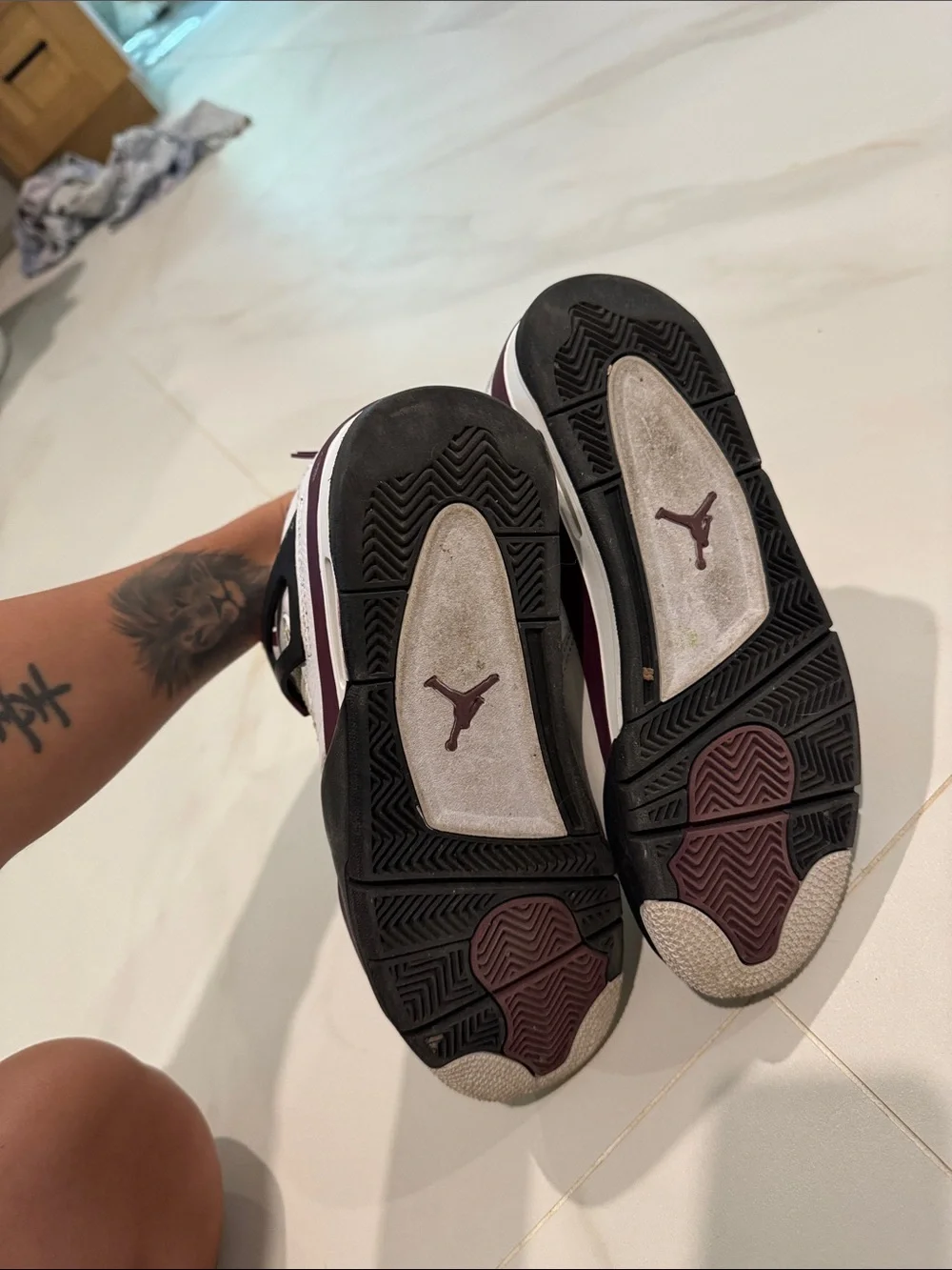 Jordan Men’s Sneakers - White & Maroon Accents